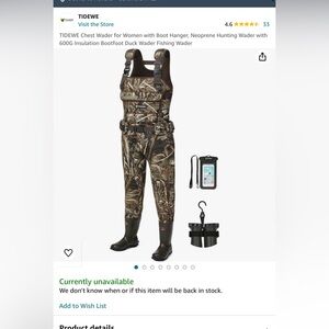 Tidewe women’s hunting waders size 6 NEW